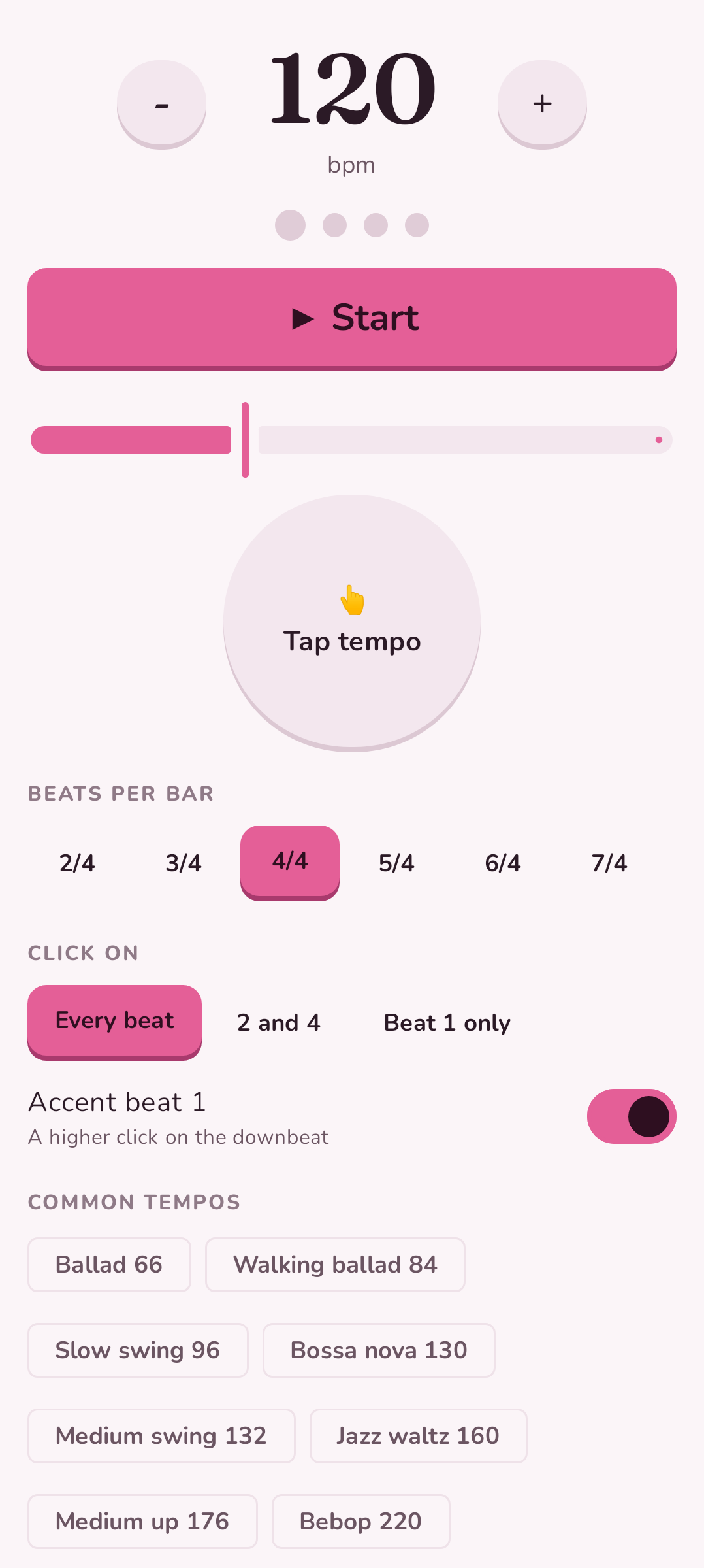 The metronome in the light theme